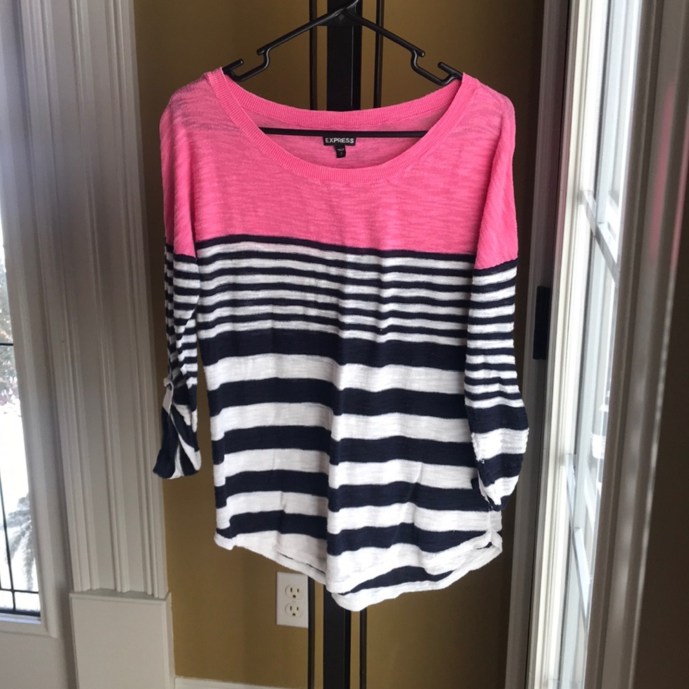 Express striped long sleeve knit top